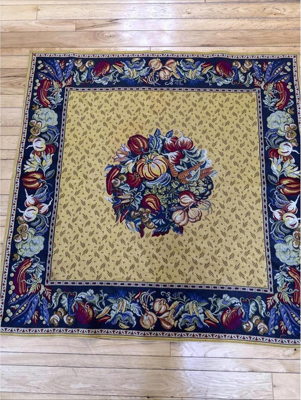 VTG Goblys Tapestry Made in France Harvest Fall Vegetables 56” Square Pumpkins - Picture 1 of 15